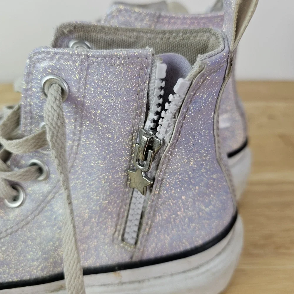 Converse Chuck Lugged Lift Sneakers Hi Glitter Synthetic Kids A03009C 4 Pink W6 - Picture 2 of 10